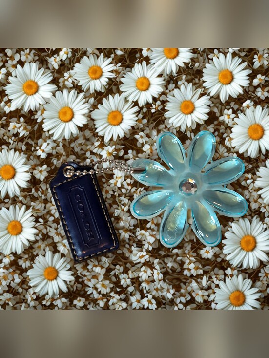 Coach Handbags - Coach Poppy Blue Daisy Bag Charm And Blue Leather Hangtag 2fer